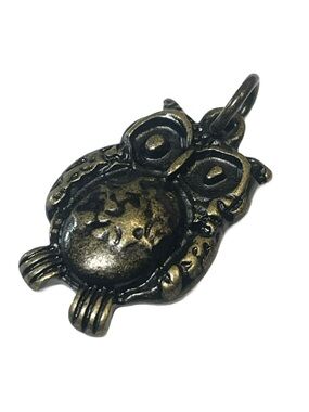 Small Metal Owl Pendant - Brass Colored